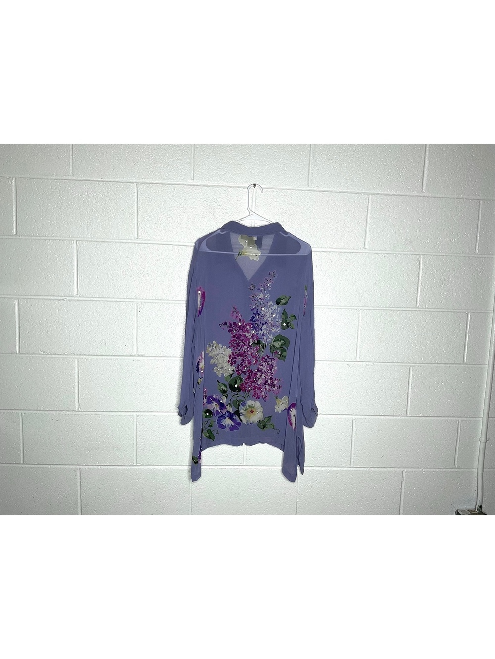Vintage Anthony Mark Hankins Purple Floral Sequin Embellished Button Up